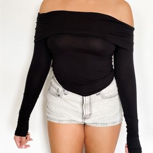 Forever21 Black Off Shoulder Long Sleeve